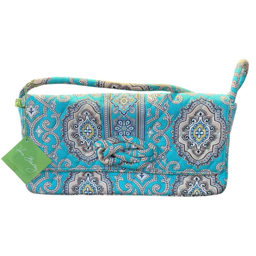 NWT Vera Bradley Knot Just A Clutch Totally Turquoise Blue Shoulder Bag Purse 54
